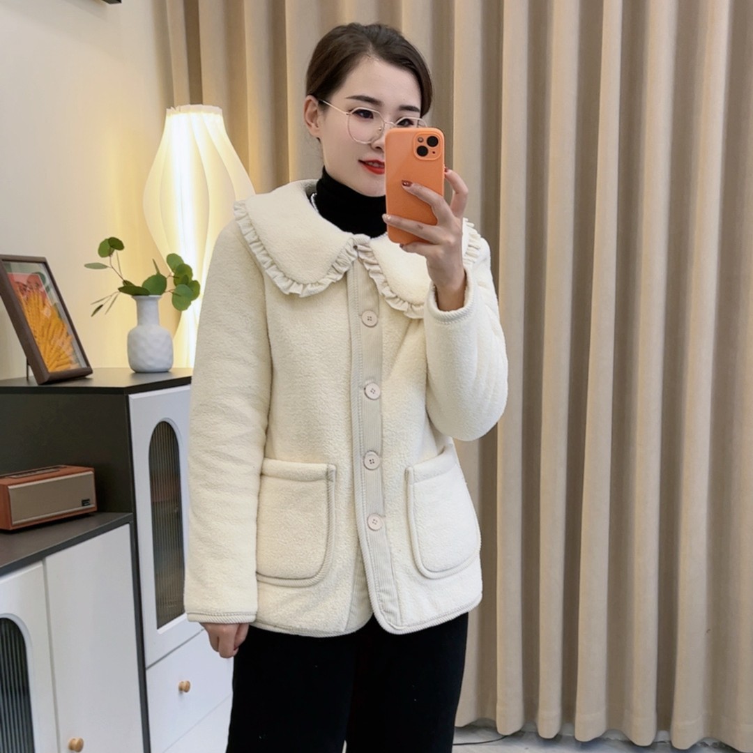 新款洋气小香风睡衣女可外穿家居服套装翻领三层加厚冬款加绒保暖