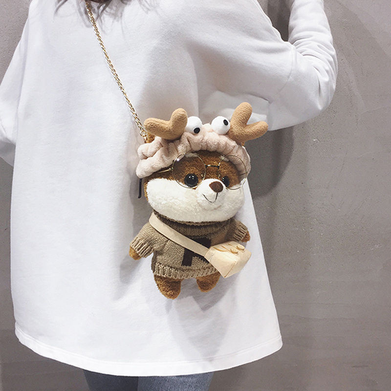 可爱毛绒小包包2022新款夏卡通玩偶包百搭小众少女ins单肩斜挎包