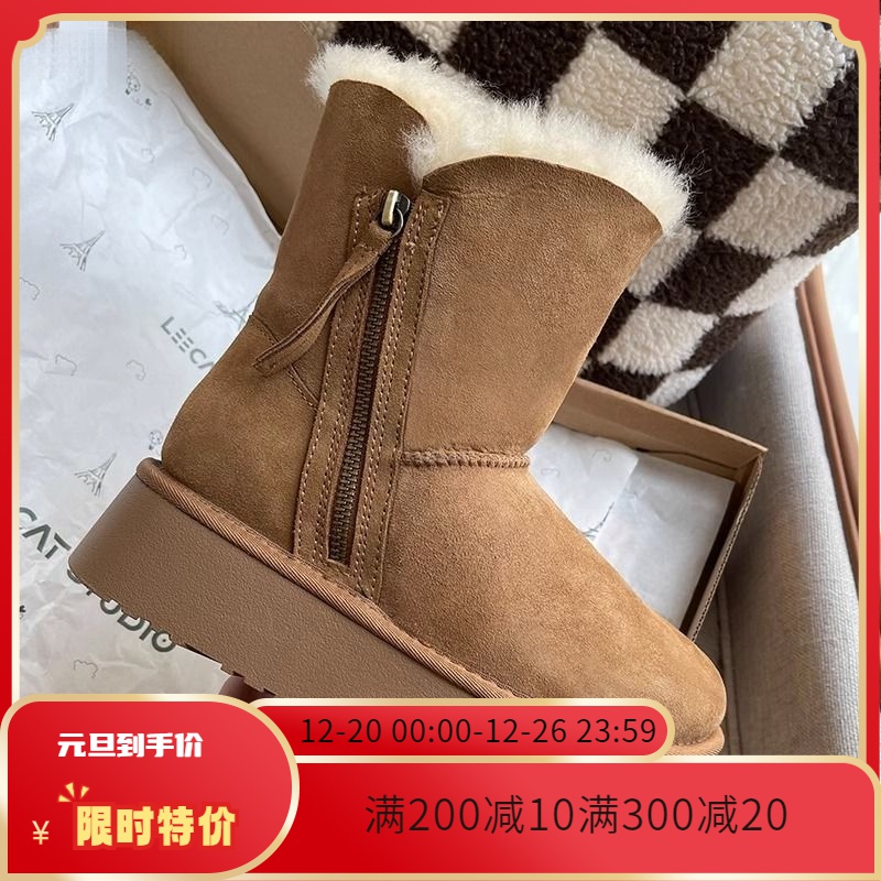 厚底雪地靴女冬季2023新款皮毛一体加绒加厚棉鞋爆款棉靴