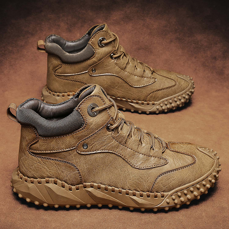 东方骆驼马丁靴男款高帮雪地靴冬季保暖加绒棉鞋大码英伦风工装鞋