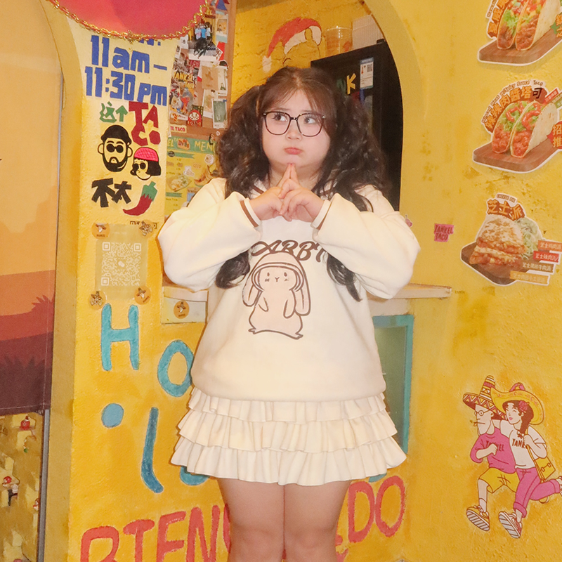 宝宝绒蛋糕裙胖mm大码少女保暖防走光内外两穿加绒加厚半身蛋糕裙