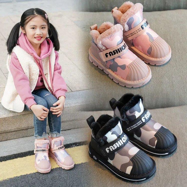 乔丹断码女童雪地靴防水鞋子儿童靴子男童加厚棉鞋宝宝冬鞋小童加