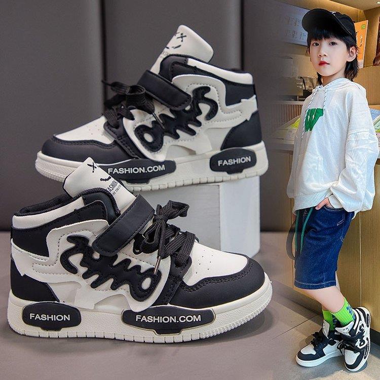 回力潮品儿童板鞋中帮2024春秋新款男童鞋子女童运动鞋软底休闲德