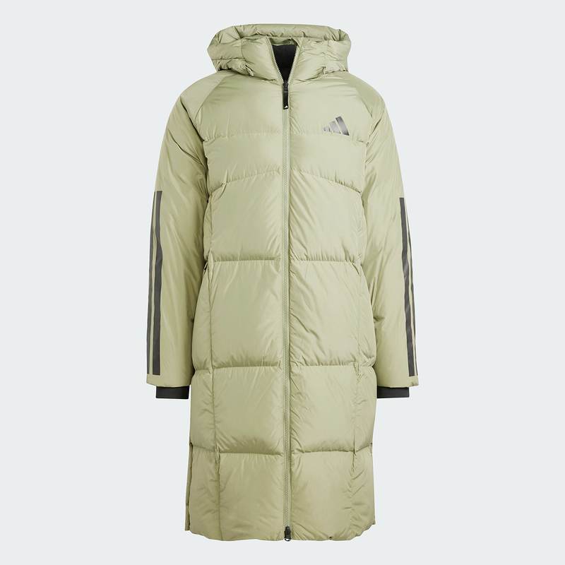 阿迪达斯抗风温暖疏水暖芯科技长款保暖600蓬连帽羽绒服JG3839