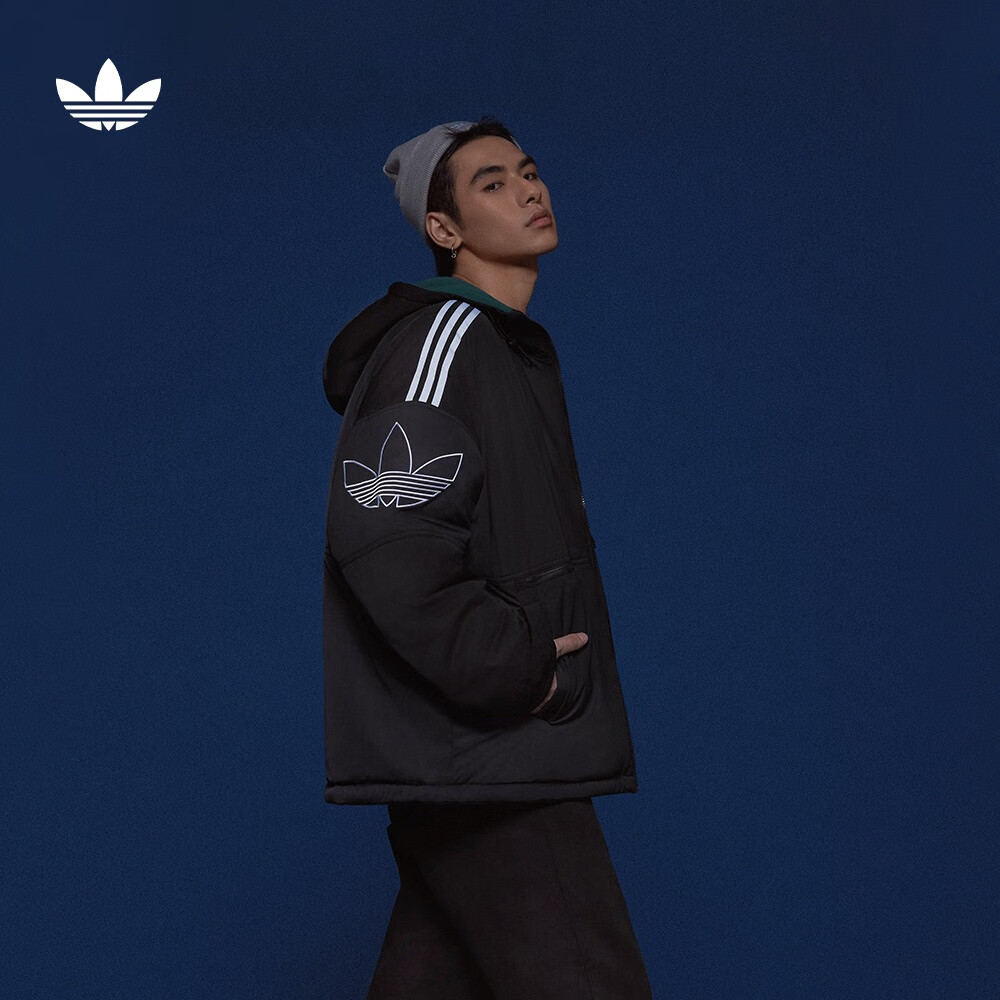 adidas阿迪达斯官方三叶草男装冬季双面穿运动连帽保暖棉服IU4785
