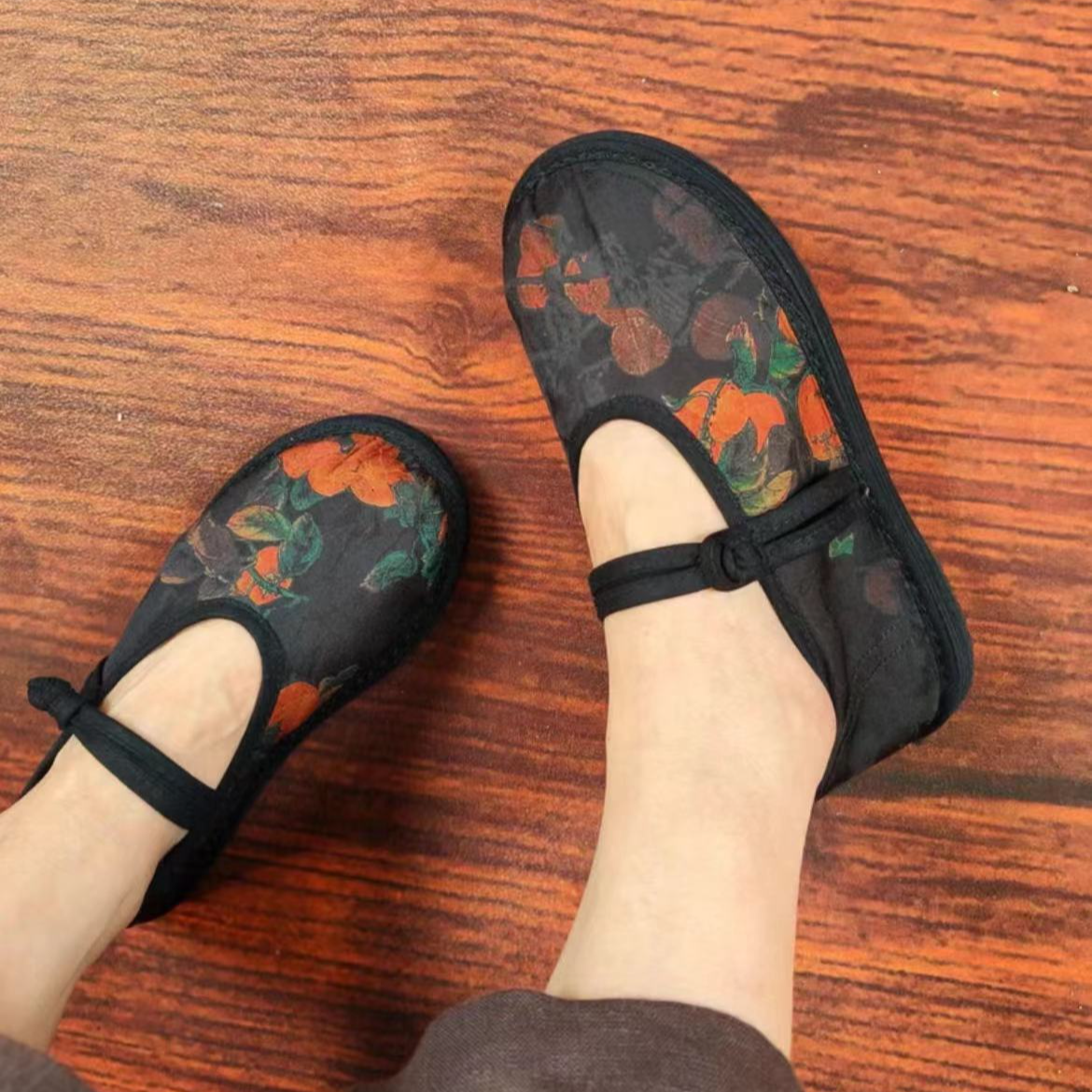 【柿柿如意】千层底手工盘口鞋夏季单鞋民族风绣花民族风绣花