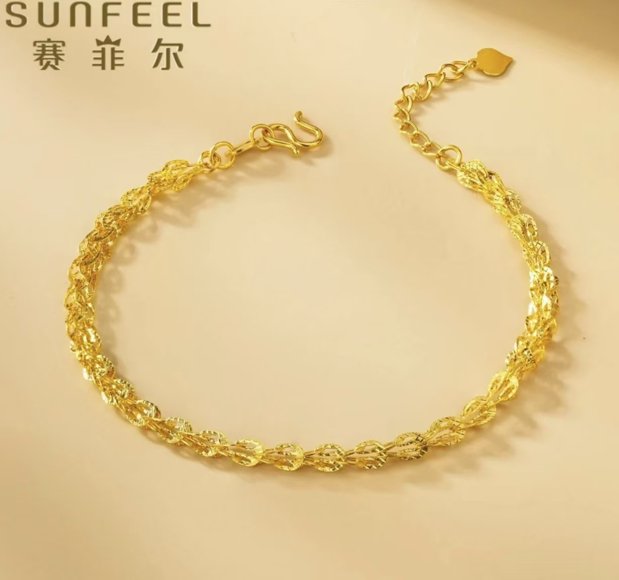 赛菲尔足金999礼物推荐纯黄金手链轻奢凤尾手链