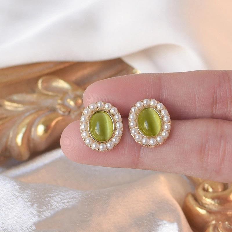 合金仿珍珠耳饰 气质韩国百搭感耳钉女古风小众巴洛克耳环耳夹