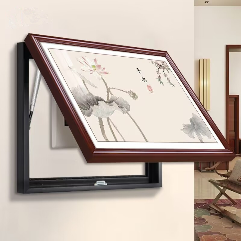 新中式电表箱装饰画2025新款免打孔电闸遮挡盒壁画餐厅配电箱挂画