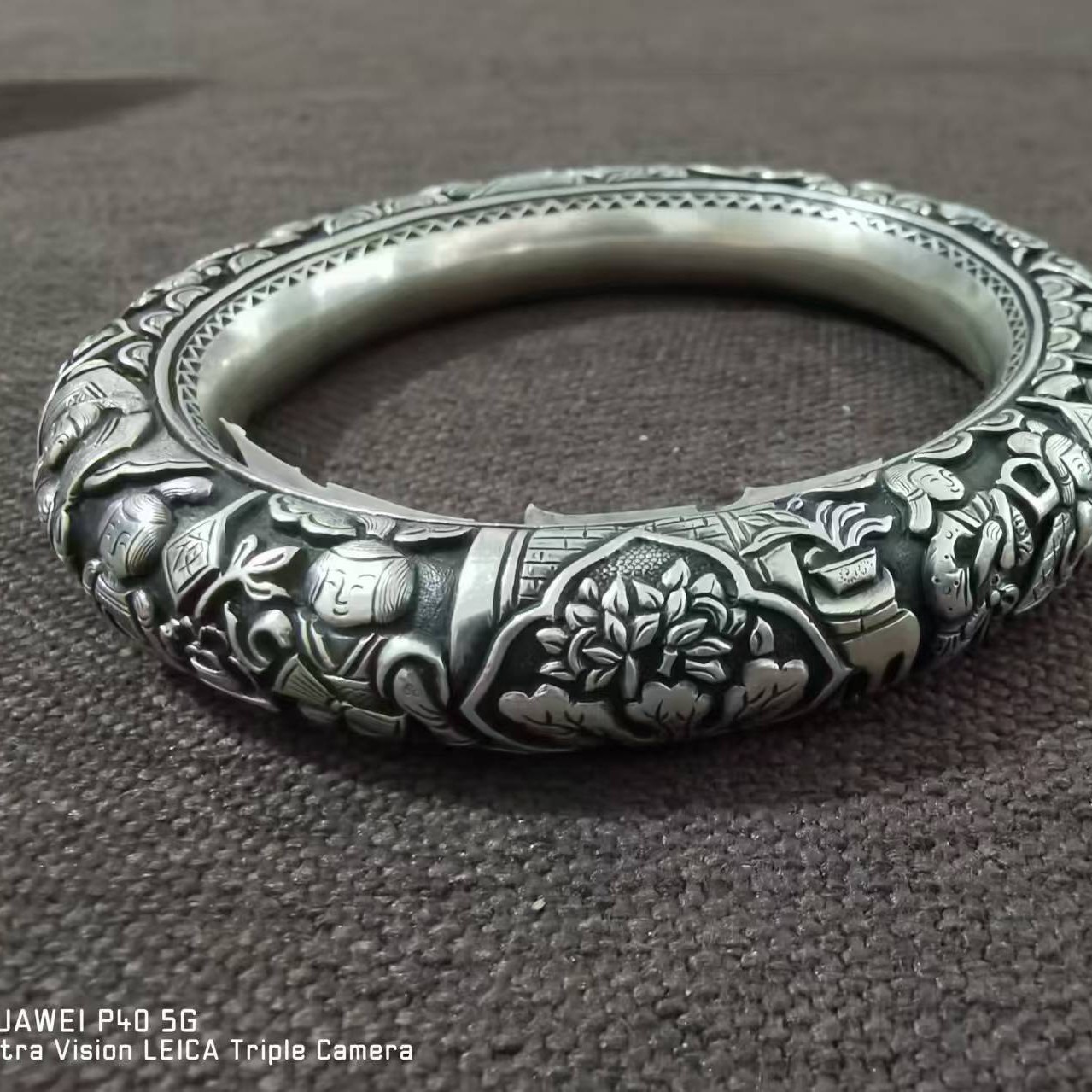 足银手镯 足银手镯 主播主推款纯银錾刻银手镯 价格是工费