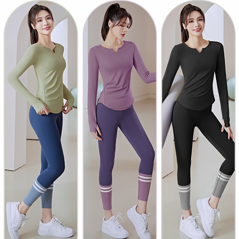 【小扬哥推荐】跑步衣服女套装秋冬新款长袖瑜伽服上衣专业健身房