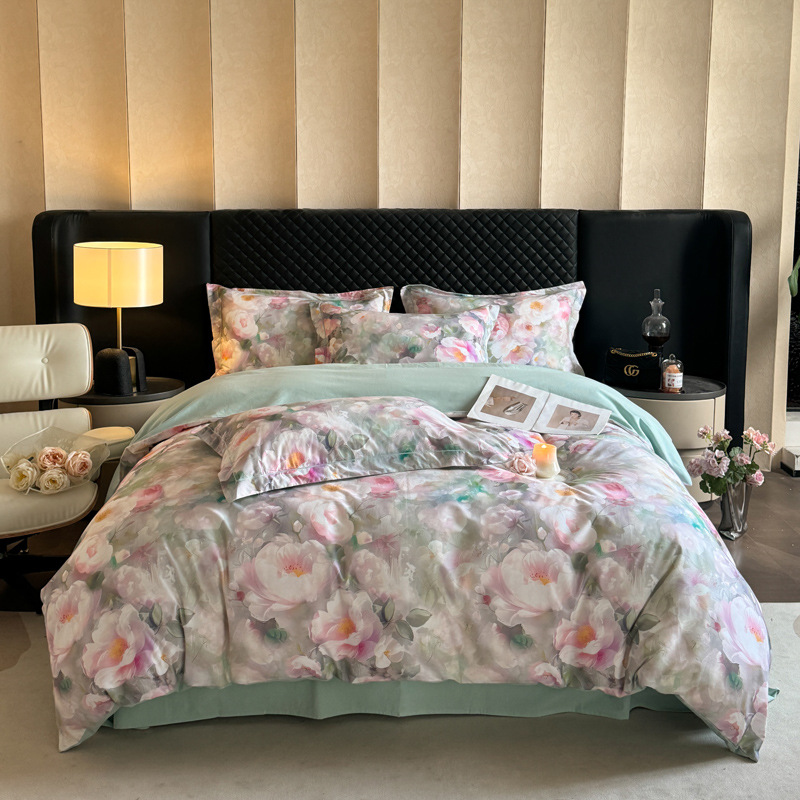 2024新款磨毛加厚轻奢数码印花四件套（波漫之约）