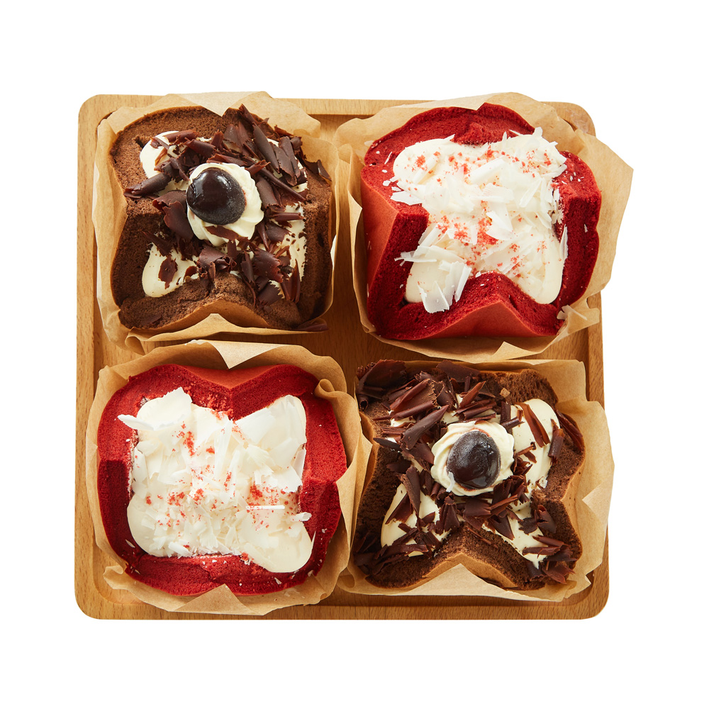 盒马烘焙 牛乳爆馅蛋糕(黑森林+红丝绒) 440g 4粒