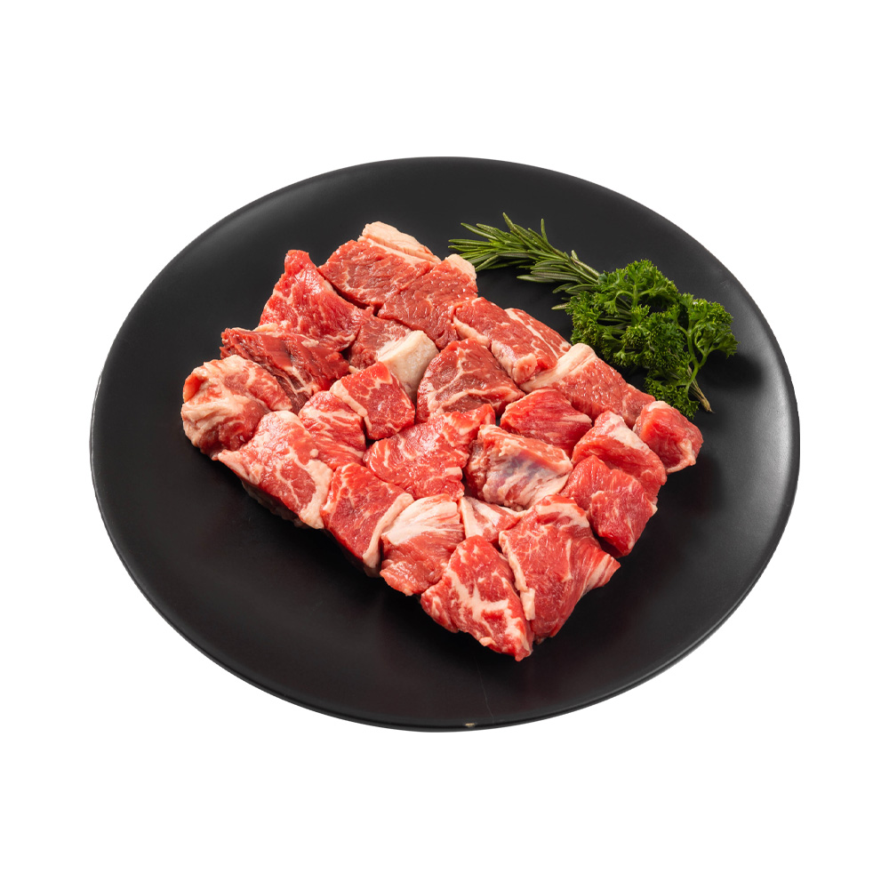 冰鲜 澳洲黑安格斯谷饲150天牛肉切块 散称