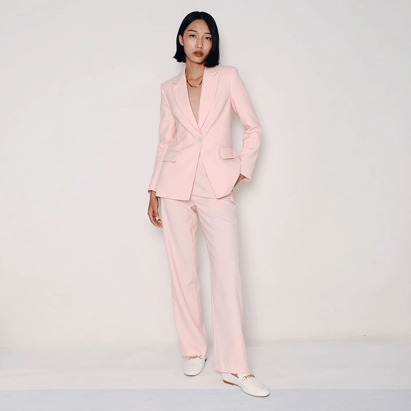 SENSEBYMEI【精纺羊毛】高级粉色H型修身西装职场精英