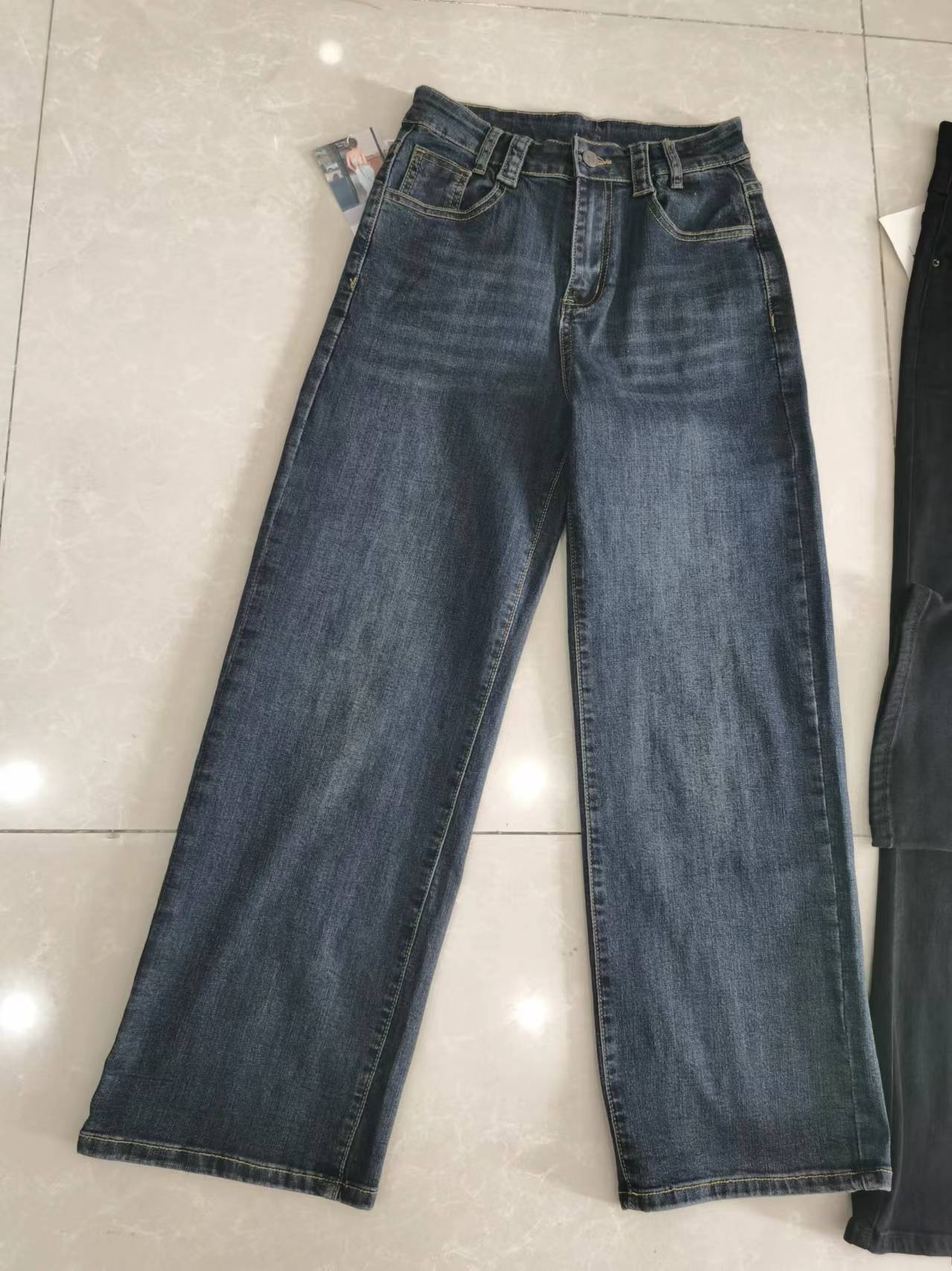 窄板阔腿牛仔裤女2025年春季新品韩版潮流