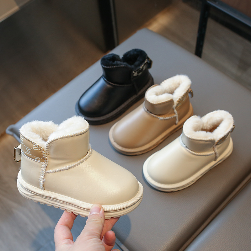 儿童雪地靴2023冬季新款防水加绒加厚女童保暖棉靴男童潮牌大棉鞋