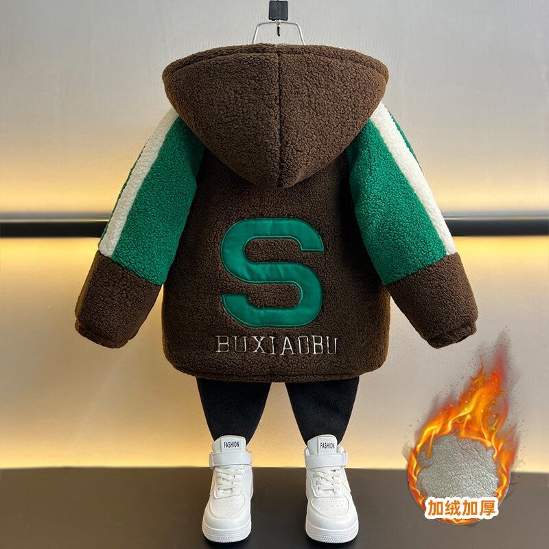 品巴拉巴拉男童加绒外套秋冬2024新款冬季儿童加厚毛毛衣宝宝洋气