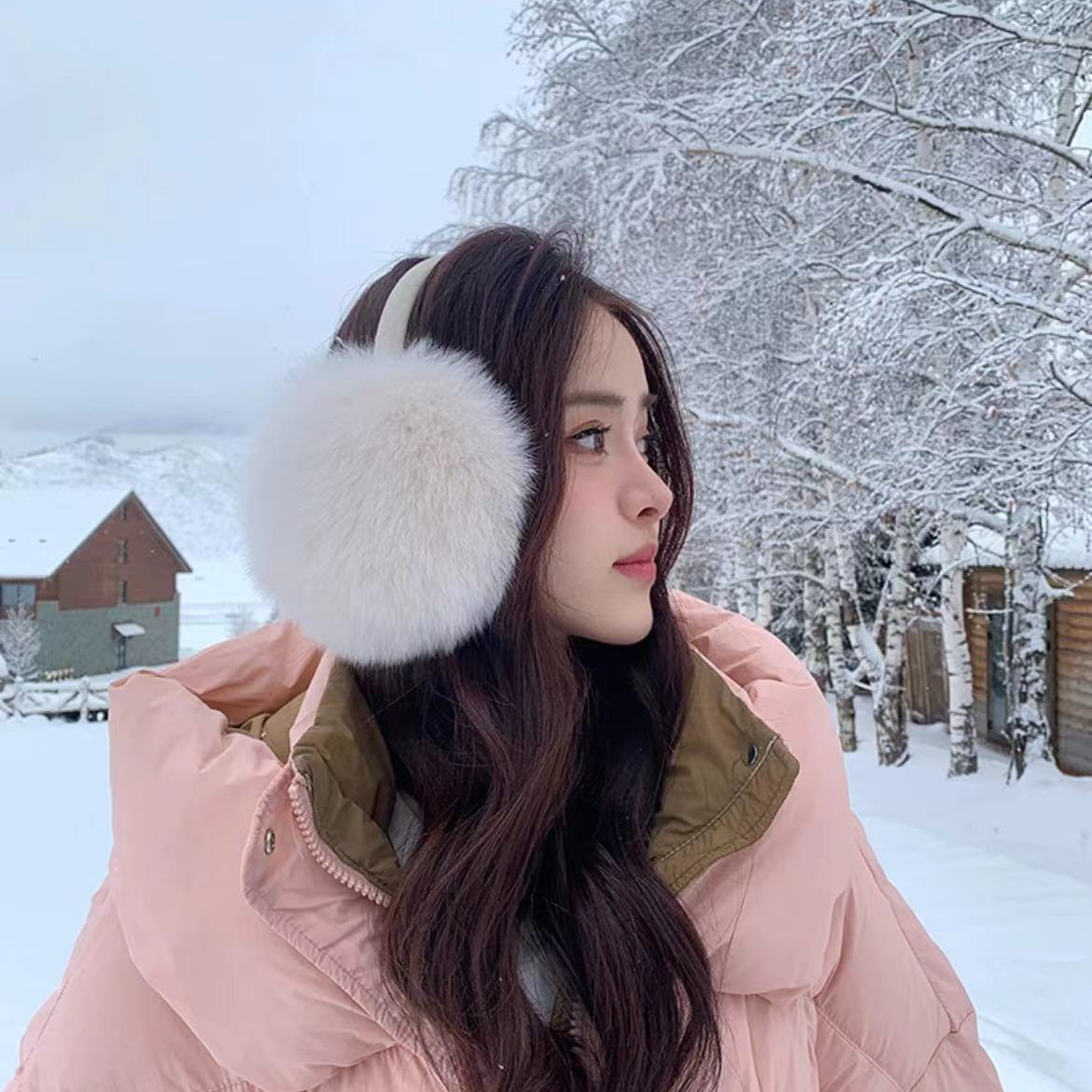 整皮狐狸毛耳套冬季护耳耳包仙气可爱耳罩日韩女士保暖防冻耳捂