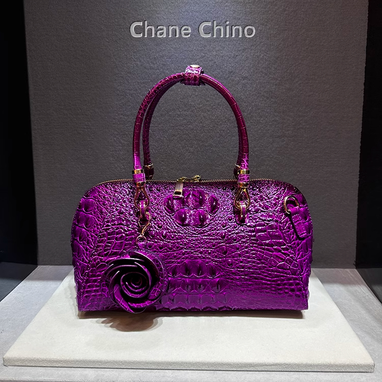 真皮鳄鱼纹高级感手提包女2025新款时尚单肩斜挎包大容量鳄枕头包