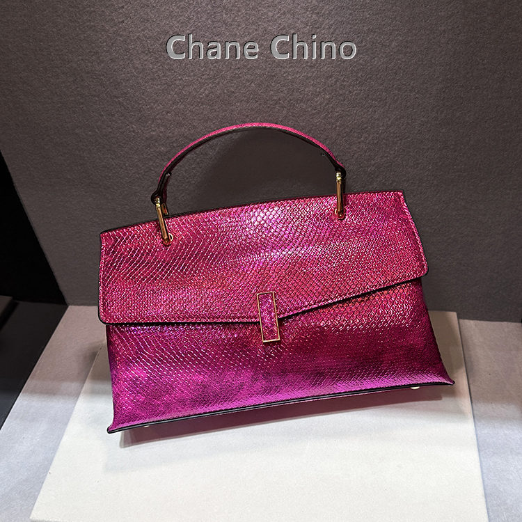 亮面气质蛇纹拼接设计手提单肩包