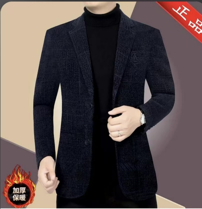 【030款男士韩版加绒精品商务休闲西装】爆款春秋款修身版轻奢经典