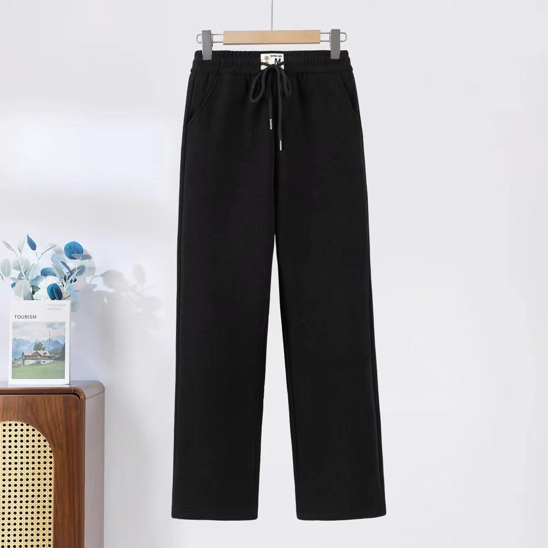 松紧腰加绒加厚保暖妈妈直筒裤高腰裤子