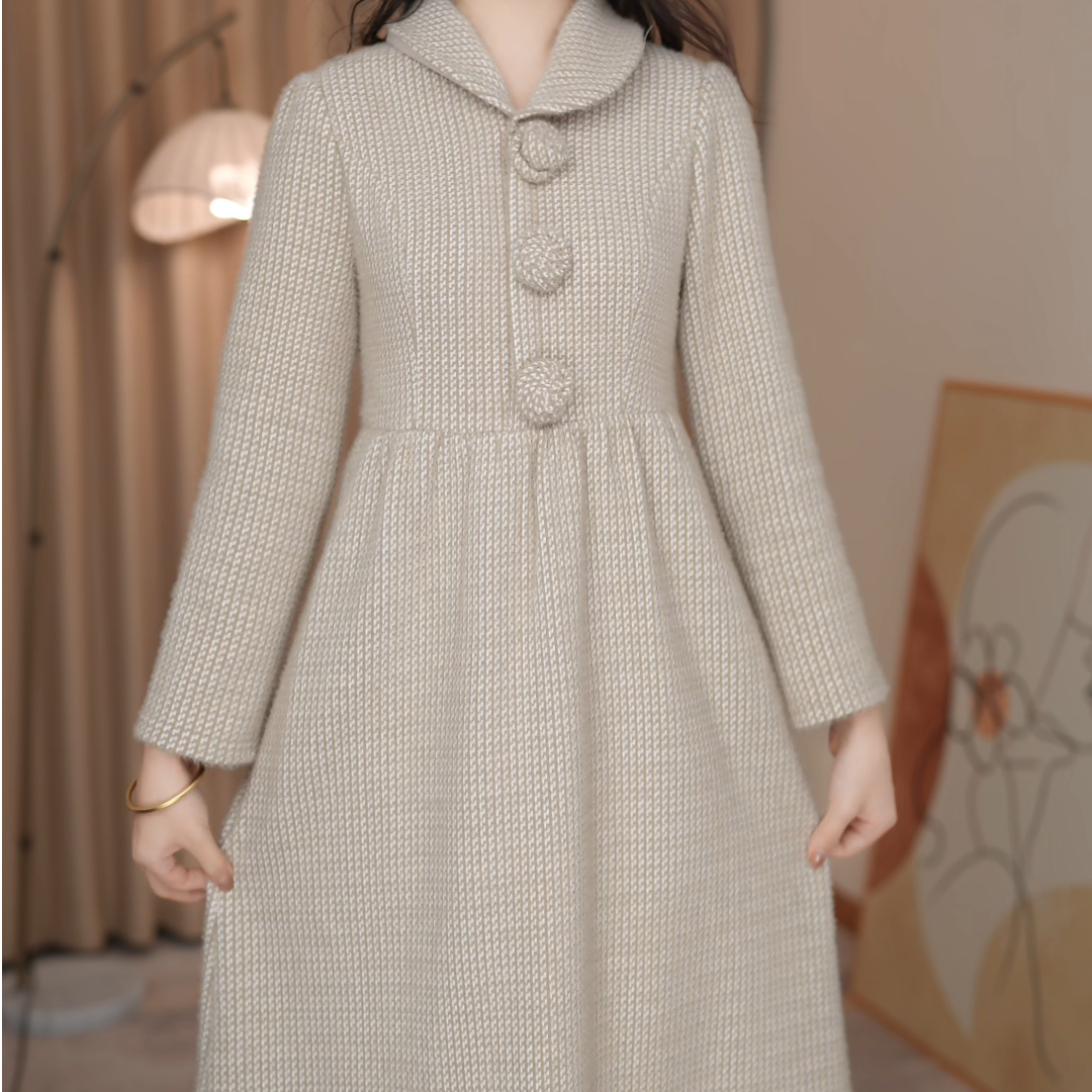 优雅气质长袖连衣裙女2024秋冬新款女士时尚显瘦百搭加厚保暖裙子