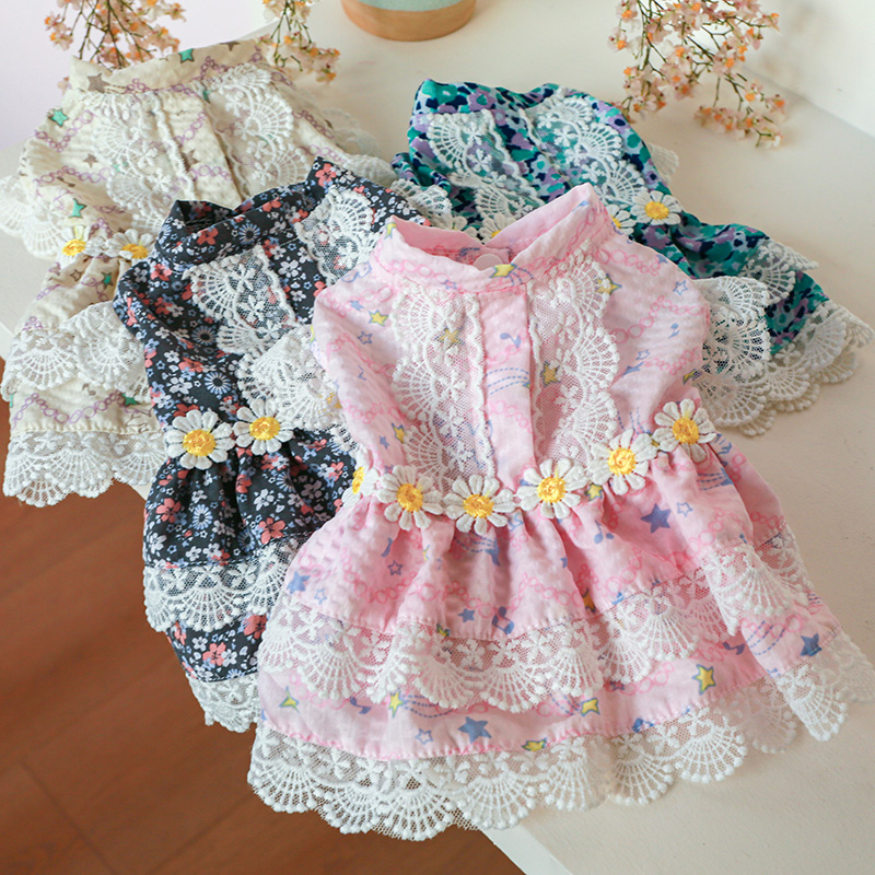 狗狗裙子春夏碎花裙公主风泰迪比熊博美小型犬宠物服饰