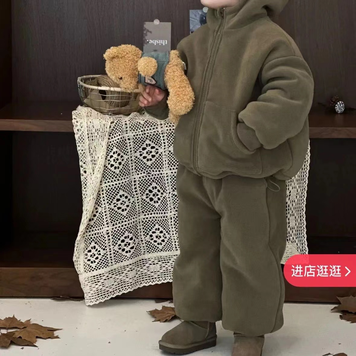 男女童冬款小恶魔连帽外穿保暖加绒加厚儿童2024棉服两件套潮