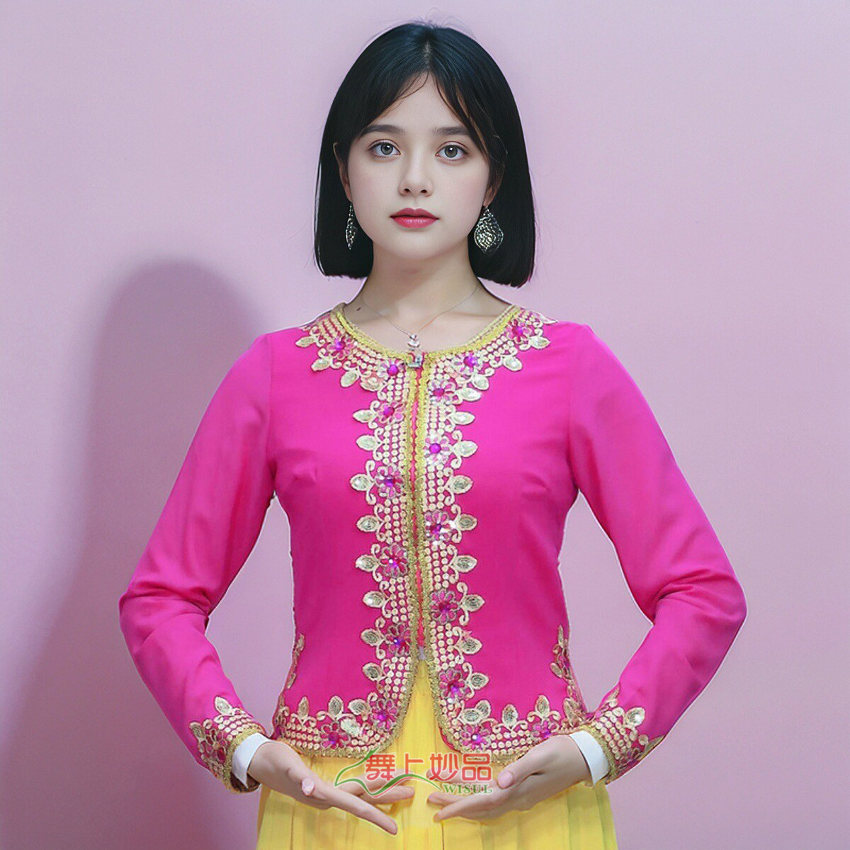 舞上妙品13新疆民族舞蹈演出服装芙蓉沙上衣夏装广场舞台服饰外挂