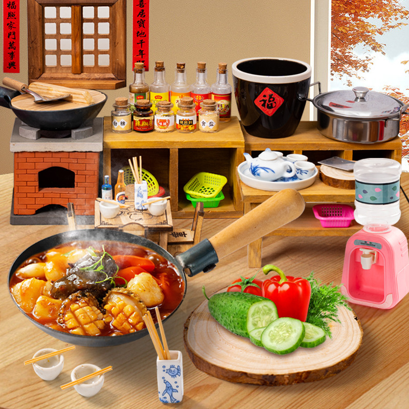 儿童网红迷你小厨房手工真煮全套真实版套装可做饭专用大灶台食玩