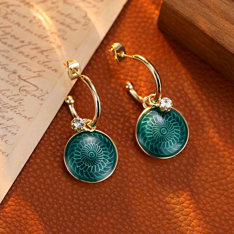 铜合金珐琅耳饰 5886 复古简约个性独特创意感气质高奢耳环耳坠