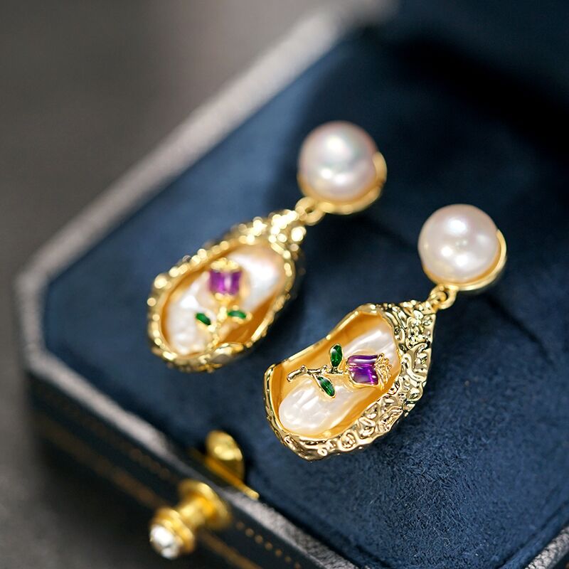 铜合金仿珍珠耳饰 5515 复古巴洛克气质宫廷风优雅新中式精致耳坠