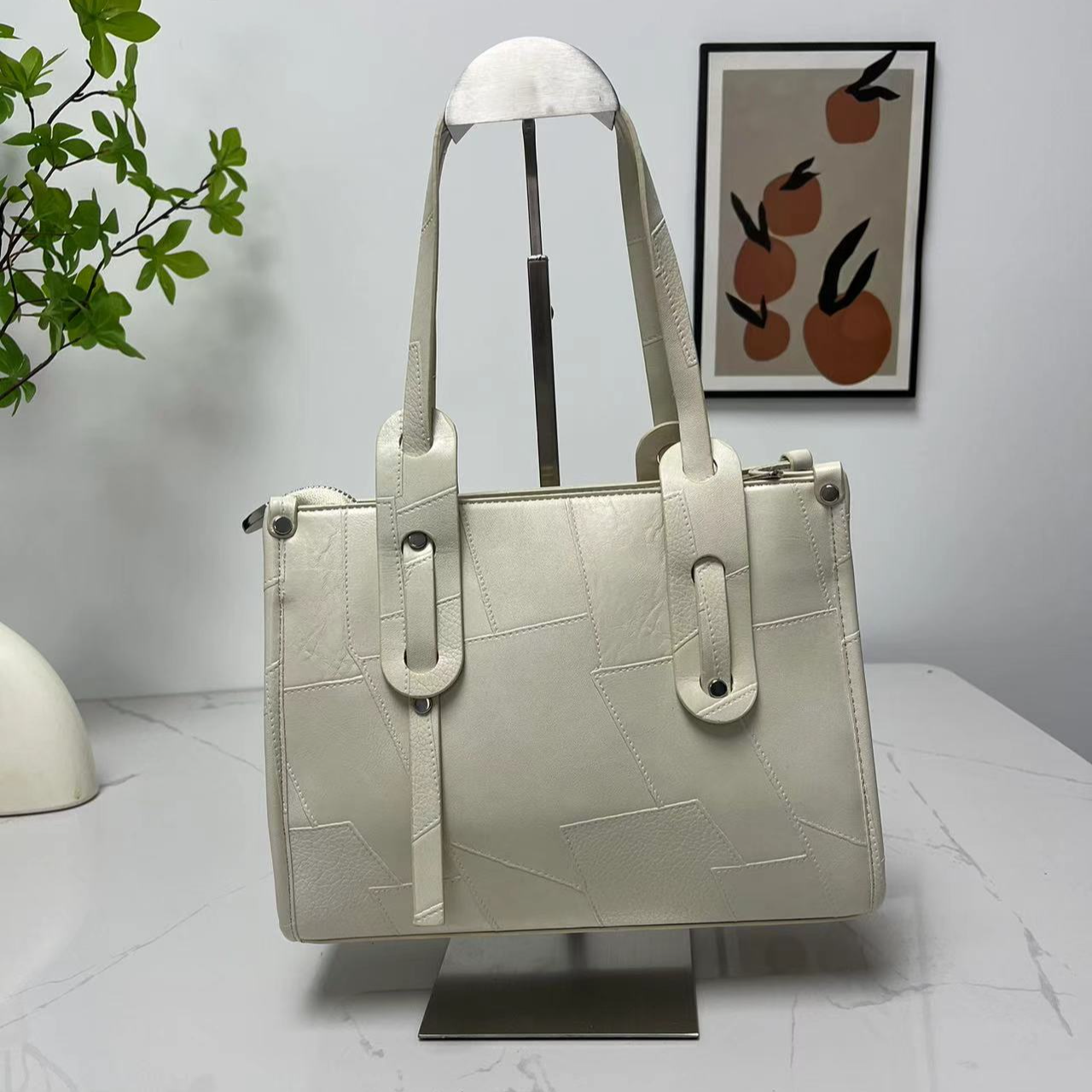 女士大包501/530轻奢时尚休闲百搭真皮小众白色棕色单肩肩包