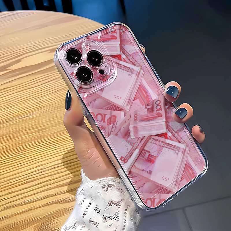 适用苹果/oppo/华为/小米/vivo网红创意女款手机壳电镀一捆钱网红