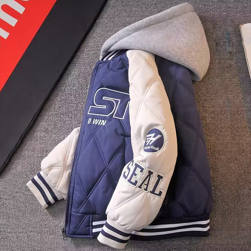 巴拉巴韩男童夹棉加厚外套春秋冬款2023新款冬季中大儿童冬装痞帅