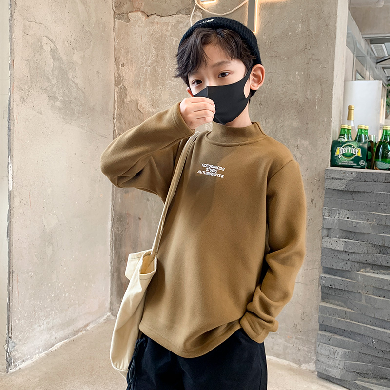 巴拉巴拉男童德绒高领打底衫秋冬款2023新款中大儿童长袖加绒T恤