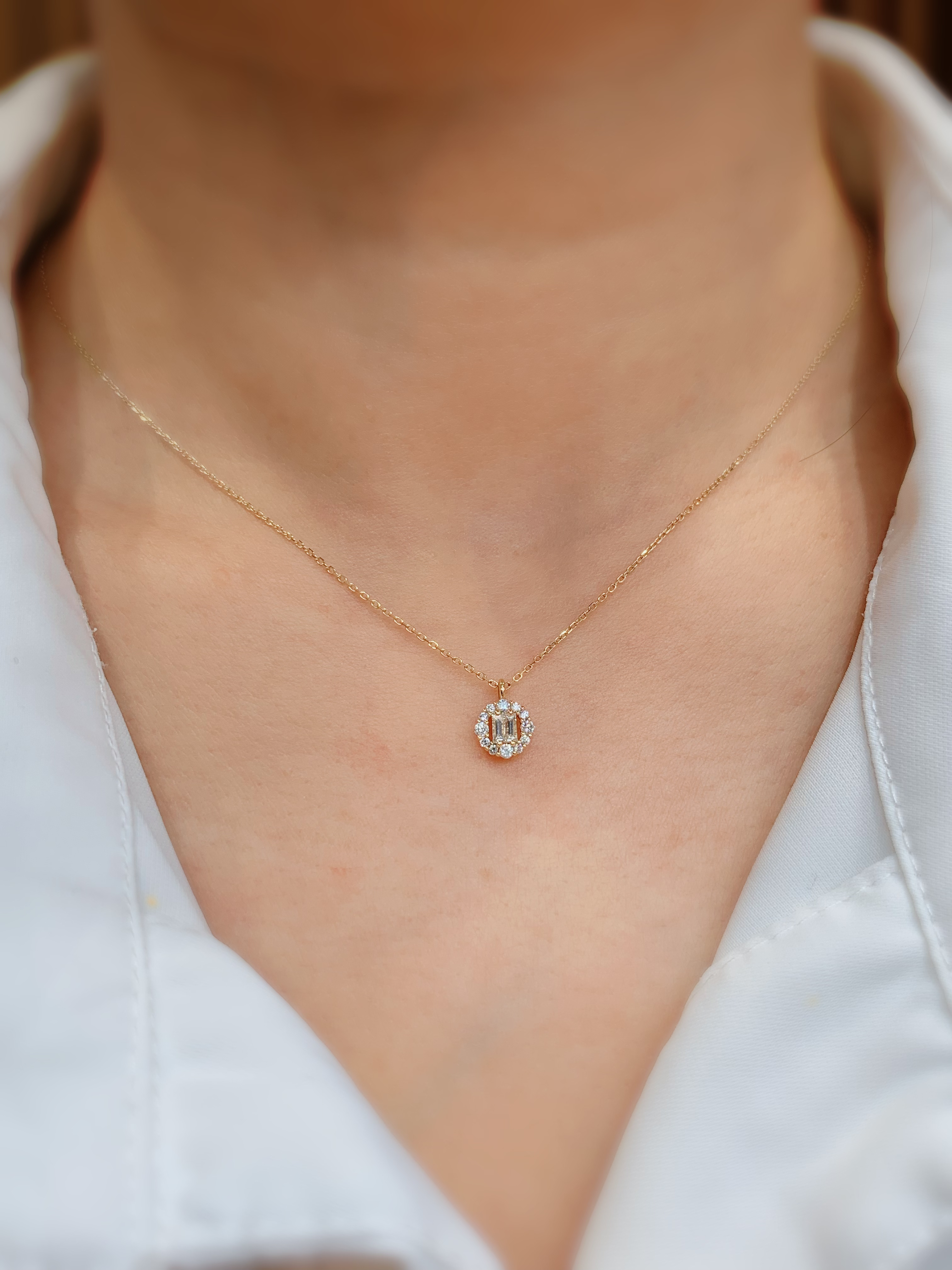 18K金镶嵌天然钻石满钻精致时尚大方气质精美项链