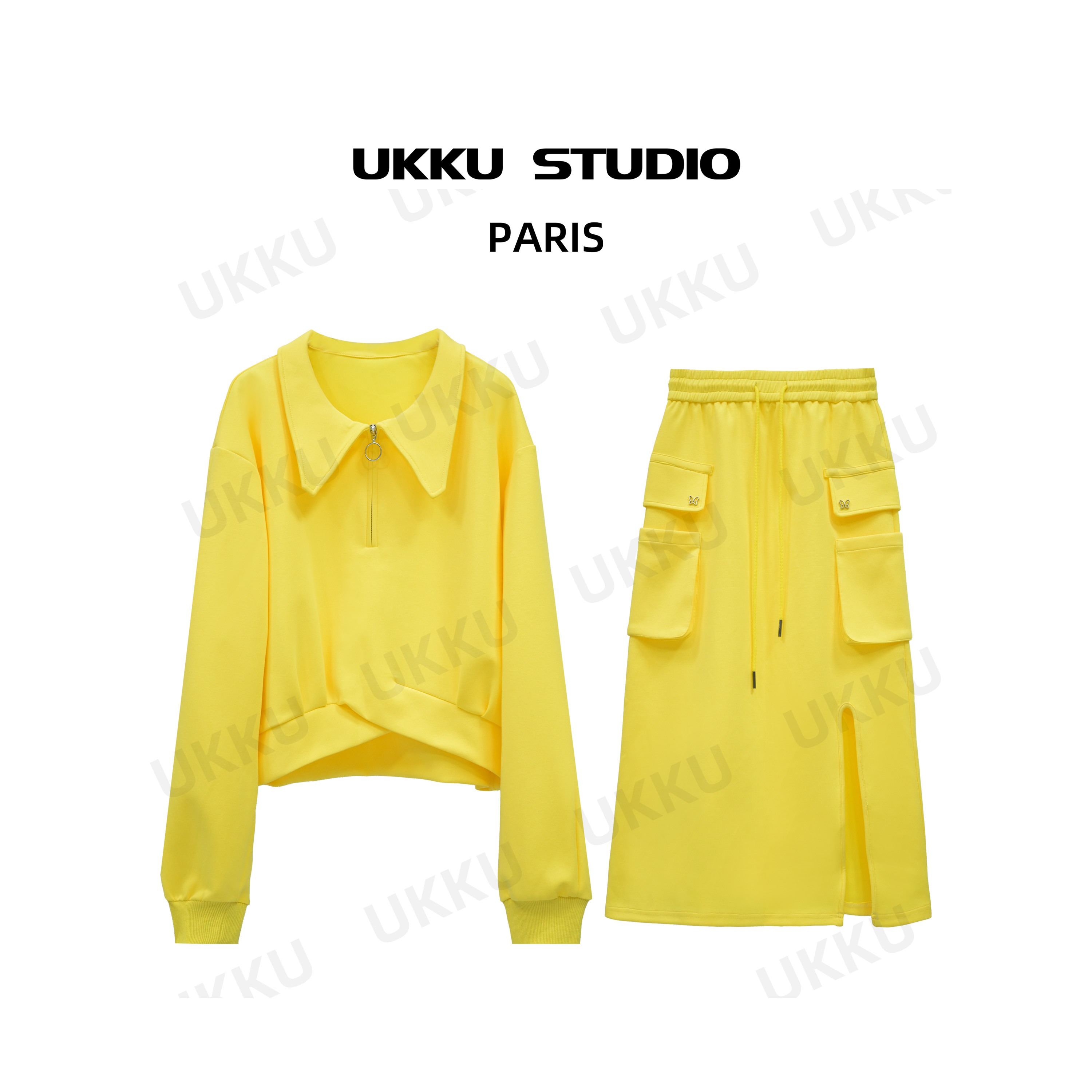 文文【UKKUSTUDIO】秋季法式慵懒风复古卫衣套装612745
