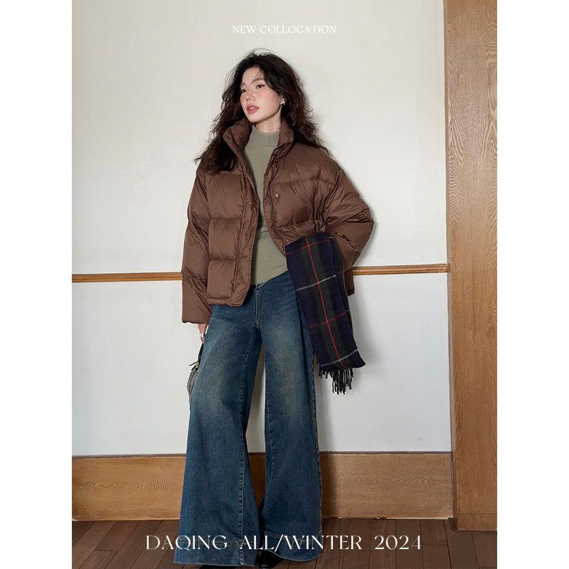 许大晴【蓝岸】复古高腰洗水加厚牛仔裤显瘦遮胯D9359