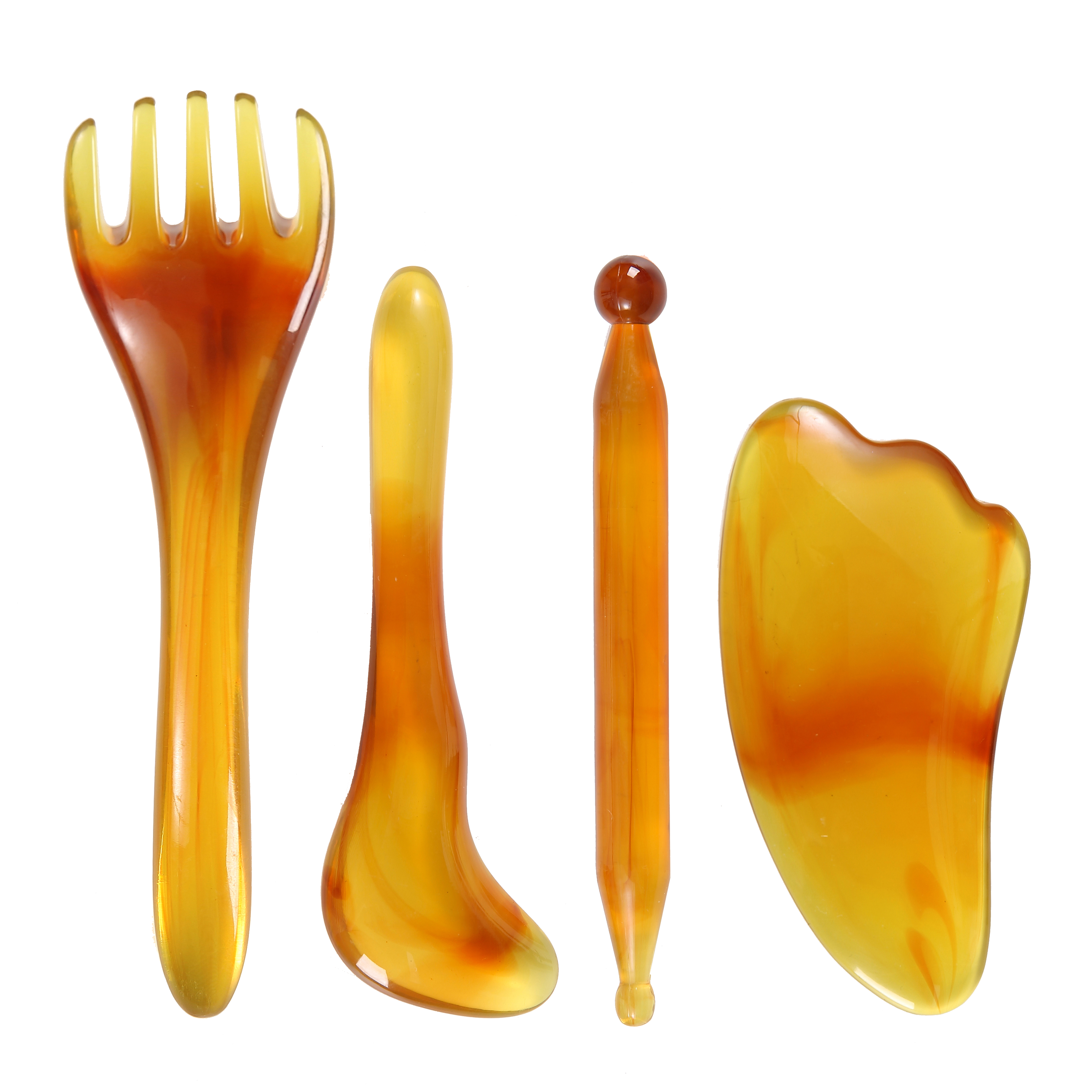 【粉丝专属】美院拨筋4件套五爪梳点穴头疗按摩器套装fuyue【琥珀色】