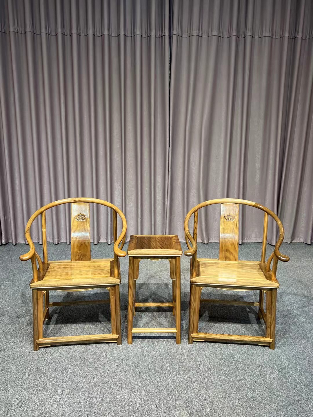 金丝楠老陈料黑虎皮圈椅三件套单人茶椅围椅桌椅实木椅