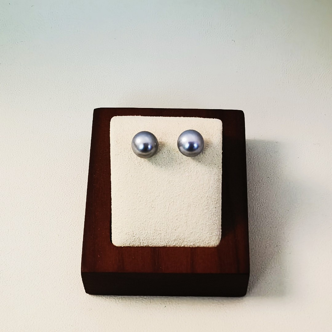 清沧 天然可刮粉淡水珍珠 925银针 8-9mm珍珠耳钉 7016