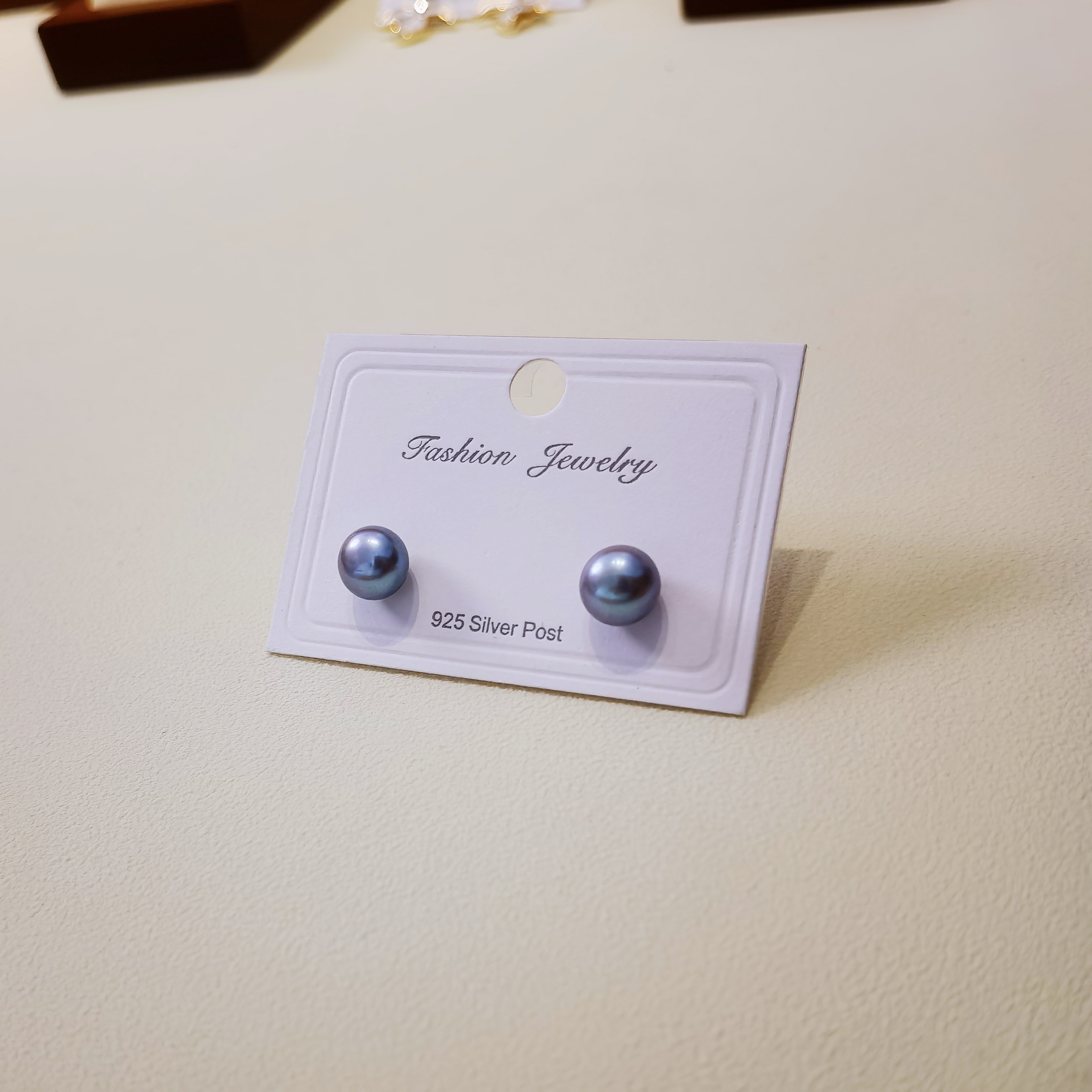 清沧 天然可刮粉真淡水珍珠 925银针 7-8mm珍珠耳钉 1105