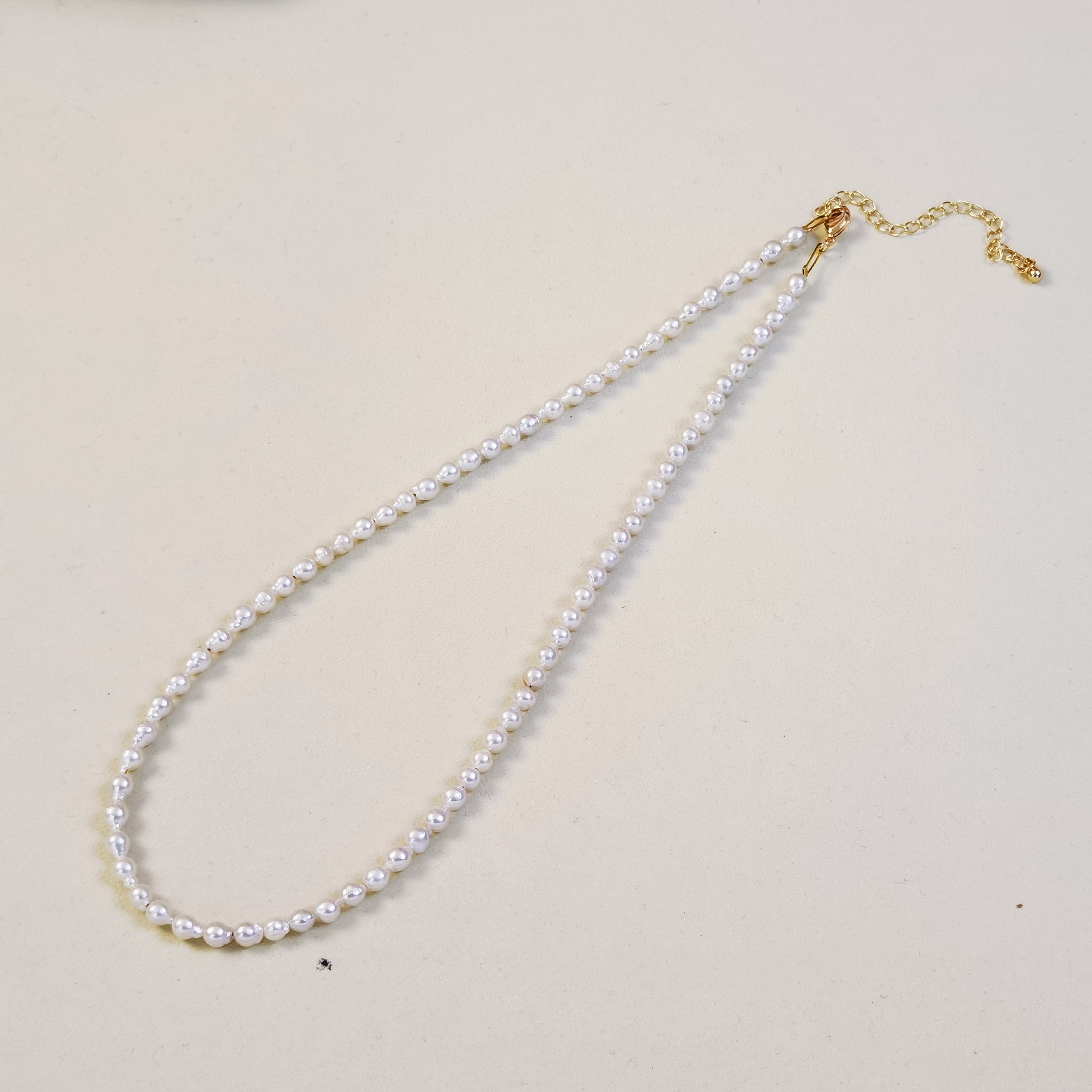 清沧 天然可刮粉真淡水珍珠 4-5mm小米珠珍珠项链 长度40+5 9005