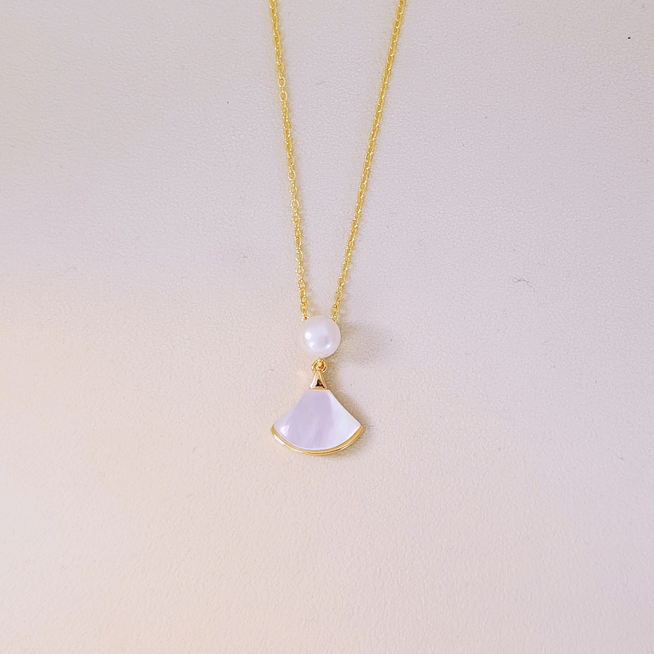 清沧 天然可刮粉真的淡水珍珠 深海贝壳小裙子珍珠项链 7010