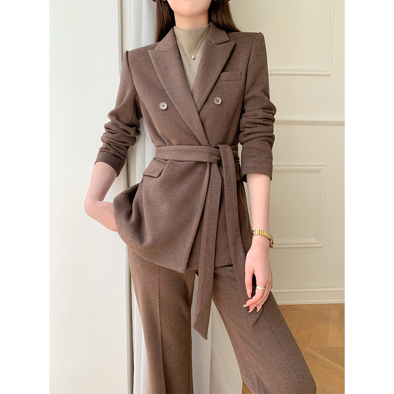 【轻奢】毛呢西装套装女2025新款秋冬款休闲ol通勤职业羊毛高端西装