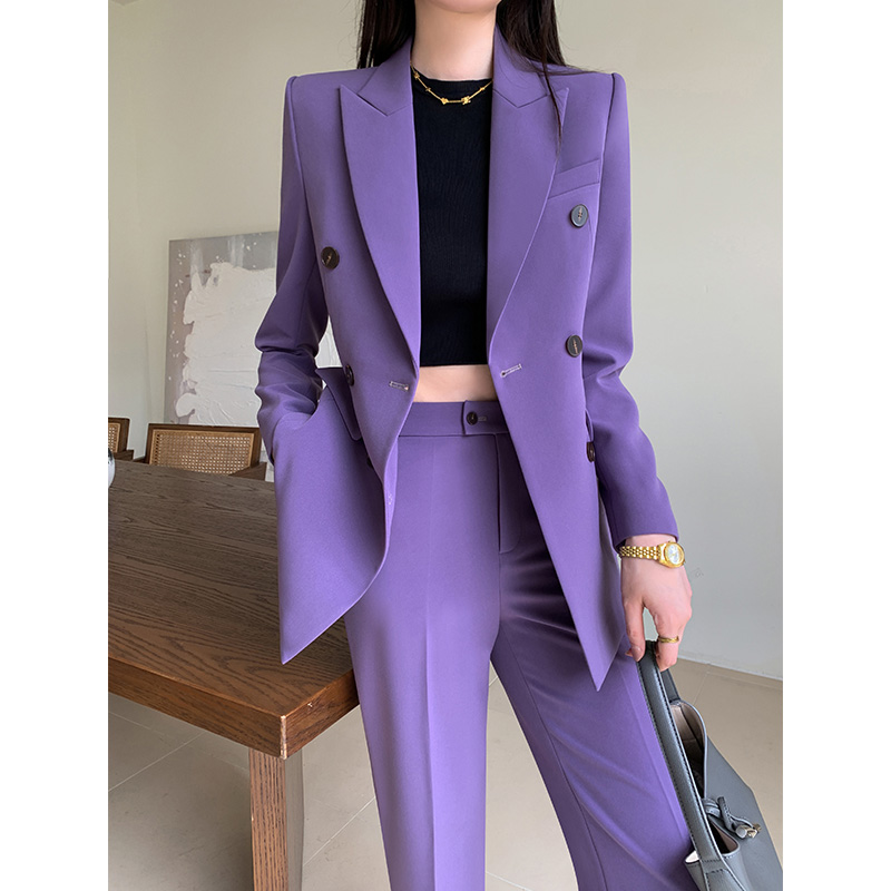 【轻奢】紫色西装套装女2025新款秋冬季职业装休闲气质西服套装女