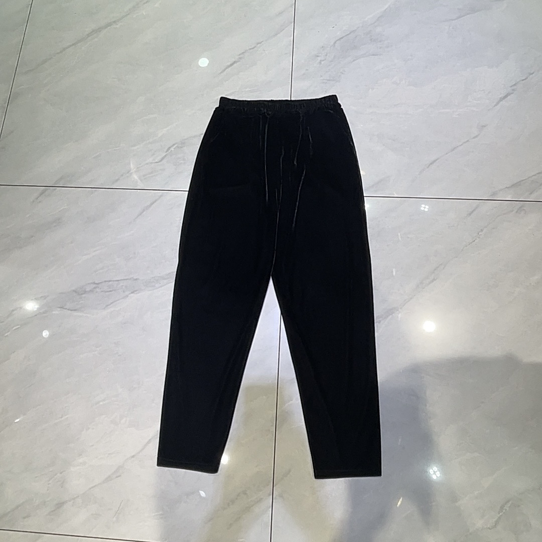 施布衣人原创丝绒时尚百搭九分小脚裤加绒秋冬绒裤休闲裤长裤黑色